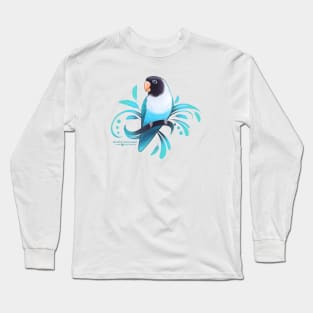 Blue Black Masked Lovebird Long Sleeve T-Shirt